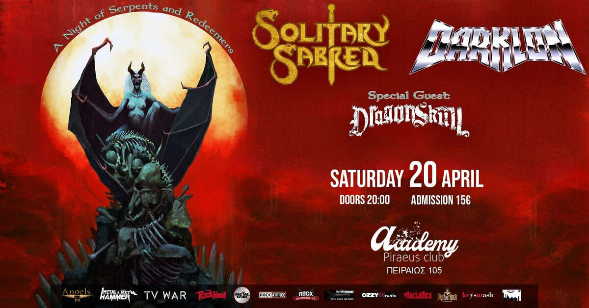 Read more about the article SOLITARY SABRED | DARKLON | DRAGON SKULL live @ Piraeus Club Academy – Σάββατο 20…