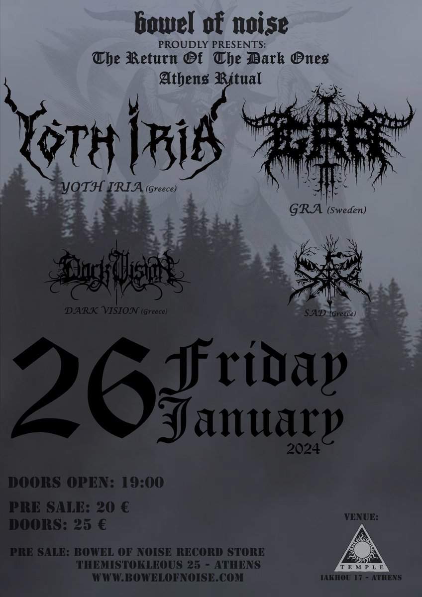 Read more about the article THE RETURN OF THE DARK ONES – YOTH IRIA (Gr) / GRA (Swe) Παρασκευή 26…