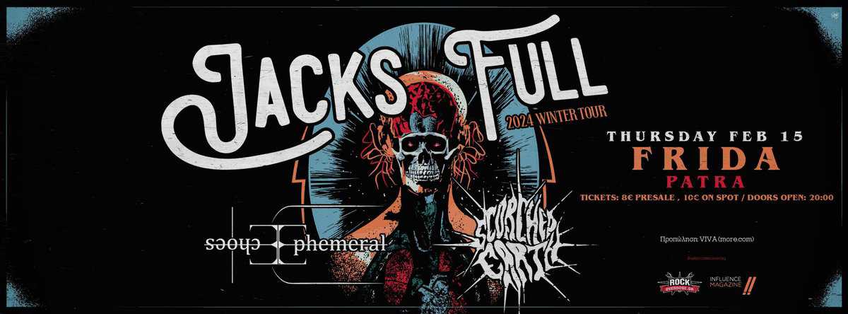 Read more about the article JACKS FULL + EPHEMERAL ECHOES + SCORCHED EARTH  Live στο @FRIDA  Πέμπτη 15…