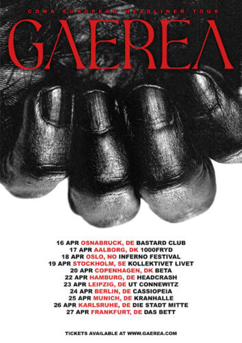 Read more about the article Οι GAEREA σε περιοδεία στην Ευρώπη για το 2025 ‘Coma’ Headline Tour