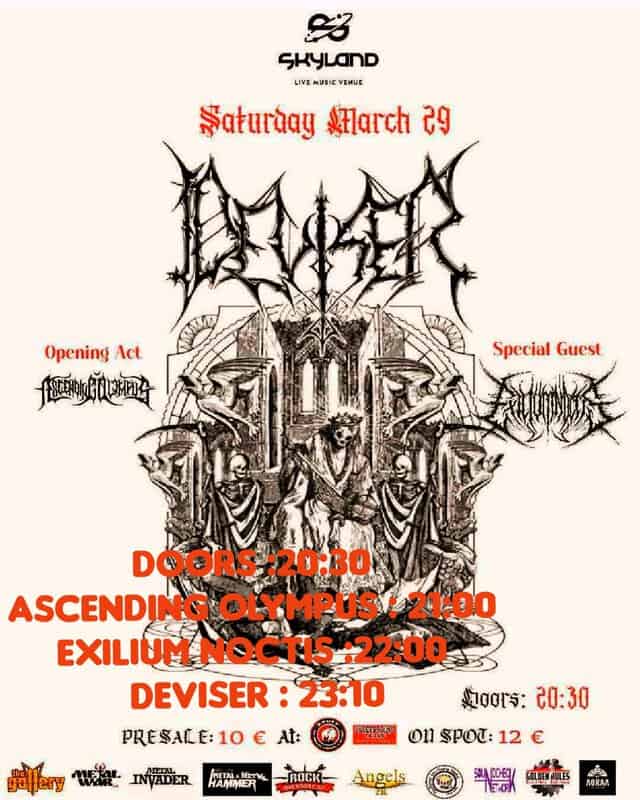 Read more about the article Deviser – Exilium Noctis – Ascending Olympus 29/03/25 live @Skyland Λάρισα – Ανακοινώθηκε το πρόγραμμα…