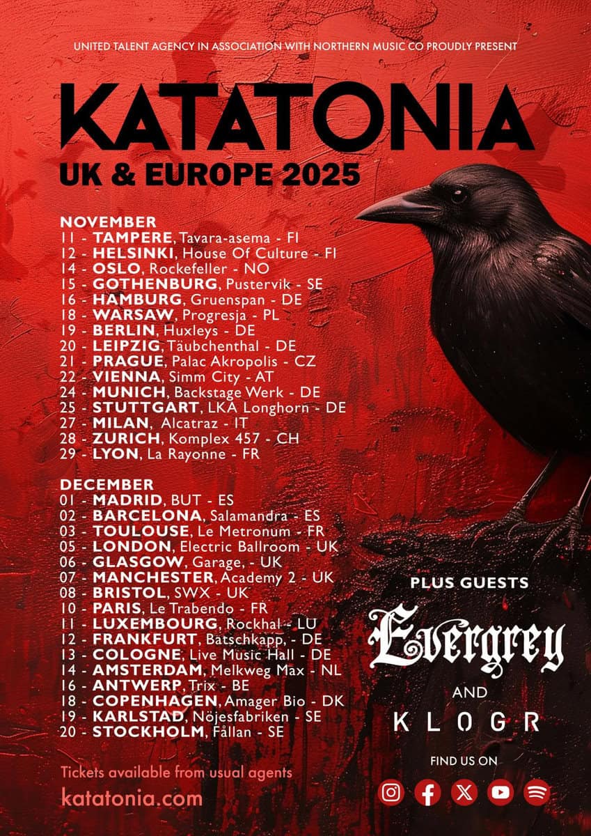 Read more about the article Οι KATATONIA ανακοινώνουν τη Φθινοπωρινή Headline Tour 2025 σε Ευρώπη και Βρετανία που ξεκινά στις…