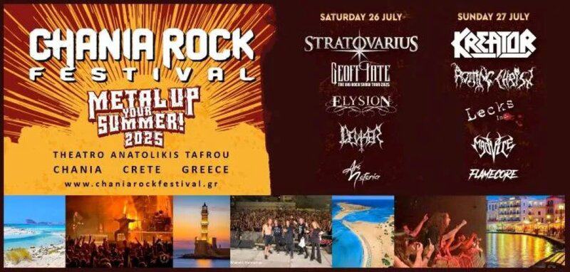 Read more about the article Το Chania Rock Festival 2025 ανακοινώνει το τελικό line-up, με τους KREATOR, STRATOVARIUS, GEOFF TATE,…