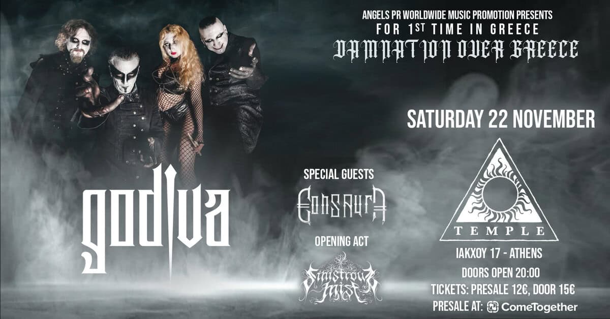 Read more about the article Live Report: Godiva, Eons Aura, Sinistrous Mist (Temple – Αθήνα – Ελλάδα, 22/11/2025)