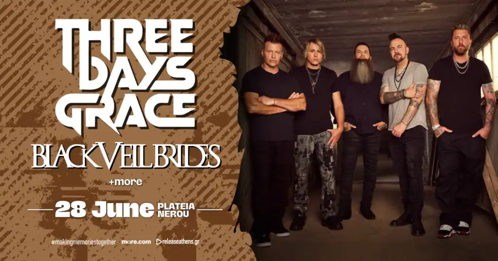 You are currently viewing Release Athens 2026 announced BLACK VEIL BRIDES supporting THREE DAYS GRACE