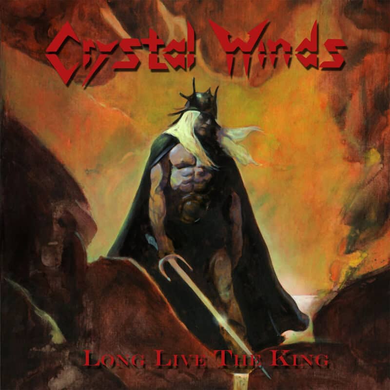 Album cover art: a muscular armored king with a cape stands on a fiery volcanic landscape, red jagged title above and 'Long Live The King' below.