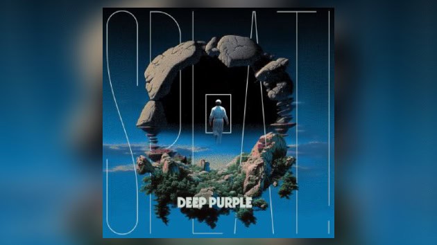 Deep Purple album cover: a lone astronaut inside a circular rock portal above a treetop landscape in a blue sky backdrop on the cover art