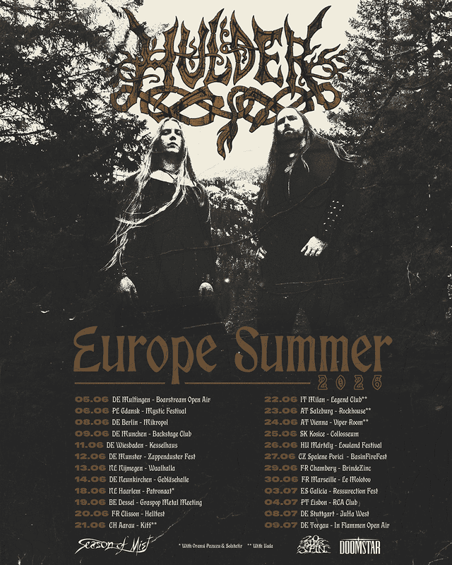 Concert tour poster featuring two men in a dark forest, with 'Europe Summer 2006' and a list of tour dates below (metal band aesthetic).