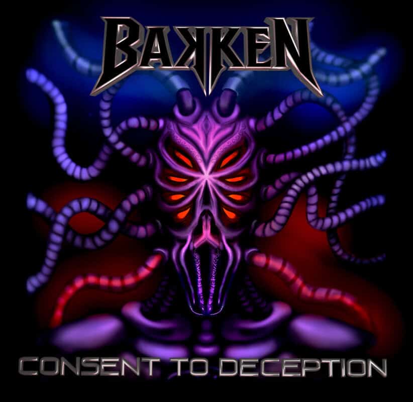 Album cover featuring a purple tentacled demon and the band logo reading 'BAYKEN' with the title 'Consent to Deception' at the bottom.